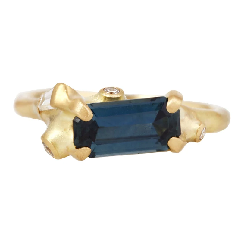 stacked rings for women-Blue Sapphire Cluster Ring