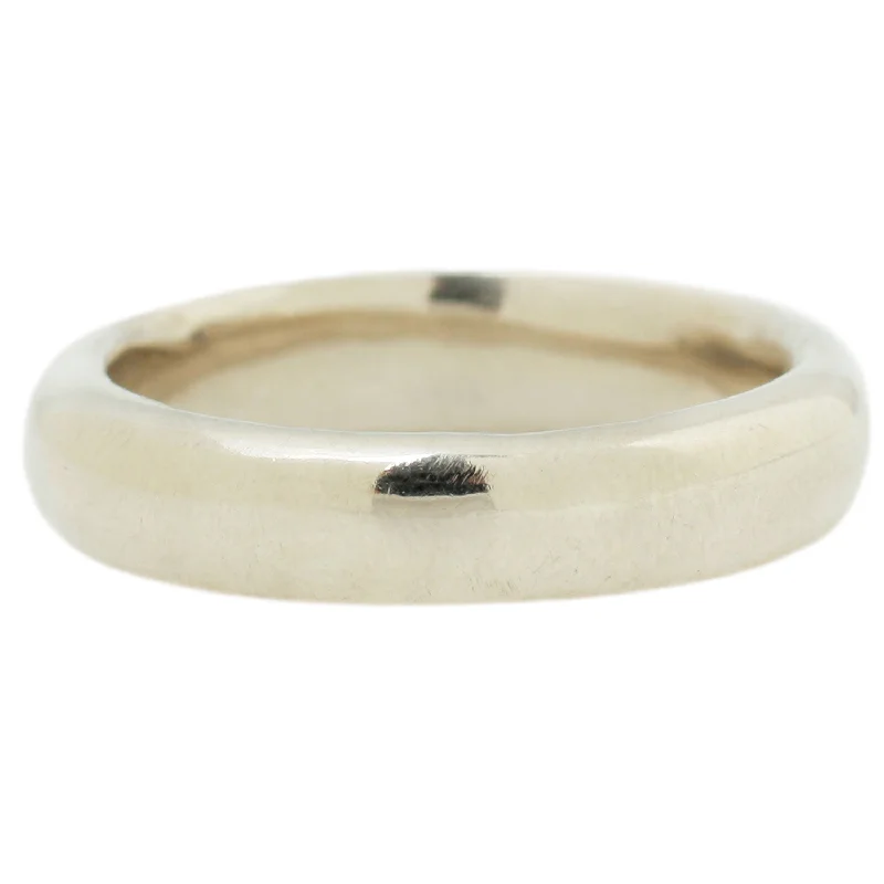 statement rings for women-White Gold Half Round Band