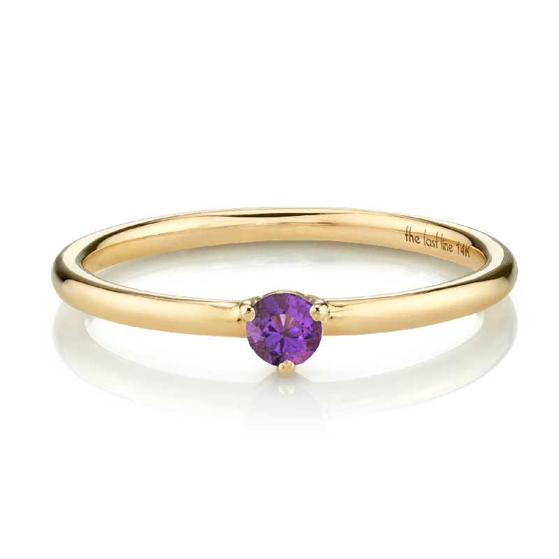 bridal rings for women-Solitaire Ring - Amethyst / 14k Yellow Gold