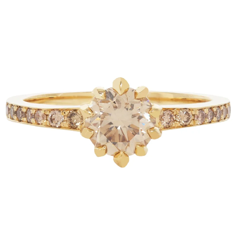 promise rings for couples-Champagne Pavé Diamond Soirée Ring