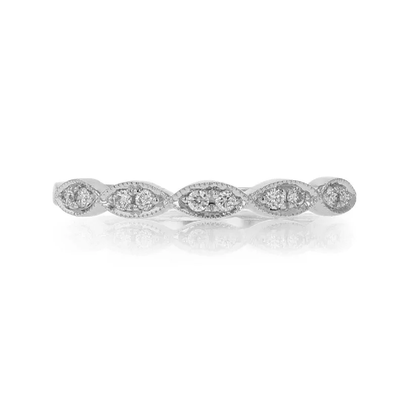 halo engagement rings for women-14K White Gold Double Set Diamond Wedding Band