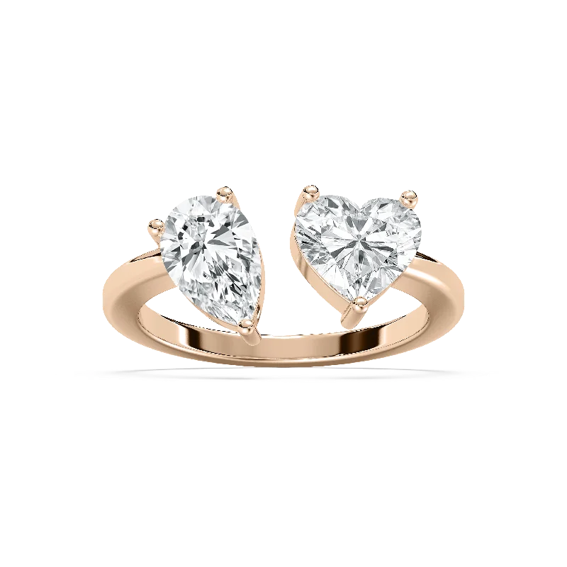 wedding anniversary rings for women-Heart Toi et Moi Ring