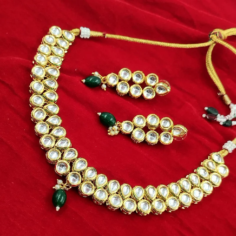 moonstone necklaces for women-Manisha Jewellery Gold Plated Kundan Stone Necklace Set