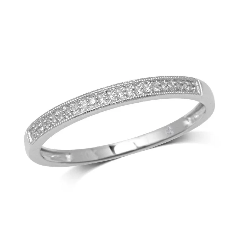 halo engagement rings for women-10K White Gold 1/10 Ct.Tw. Diamond Wedding Band Ring