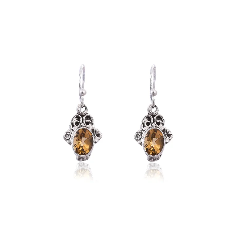 chunky earrings for women-Silver Mountain Sterling Silver citrine Earring