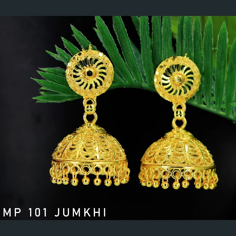 turquoise earrings for women-Mahavir Forming Gold Plated Jhumki Earrings  - MP 101 Jumkhi