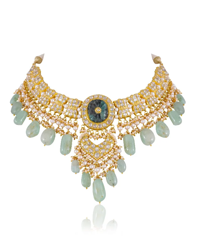 ethnic necklaces for women-Shehnaz Polki Necklace