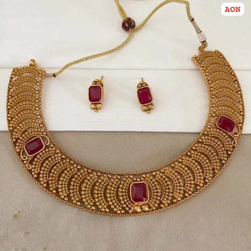 wedding necklaces for women-Lucentarts Jewellery Gold Plated Necklace Set