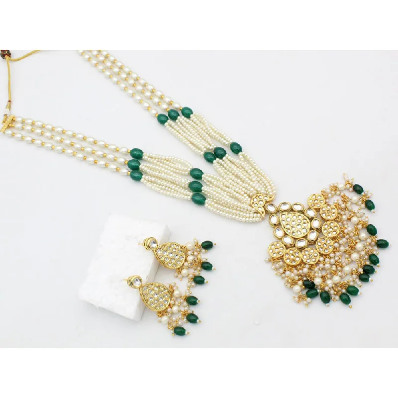 celestial necklaces for women-Manisha Jewellery Gold Plated Pearls Long Necklace Set