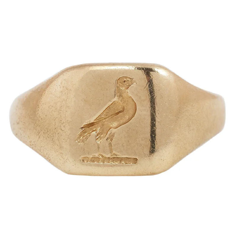 silver rings for women-Homing Bird Signet Ring