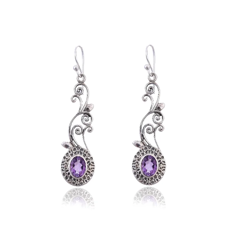 opal earrings for women-Silver Mountain Sterling Silver Amethyst Earring