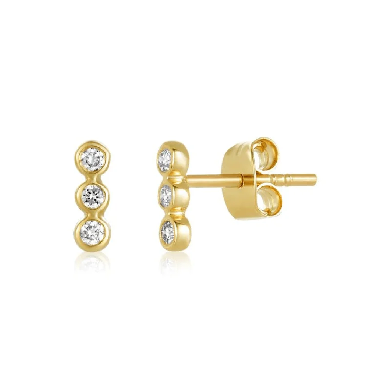 infinity earrings for women-Triple Bubble Bar Stud