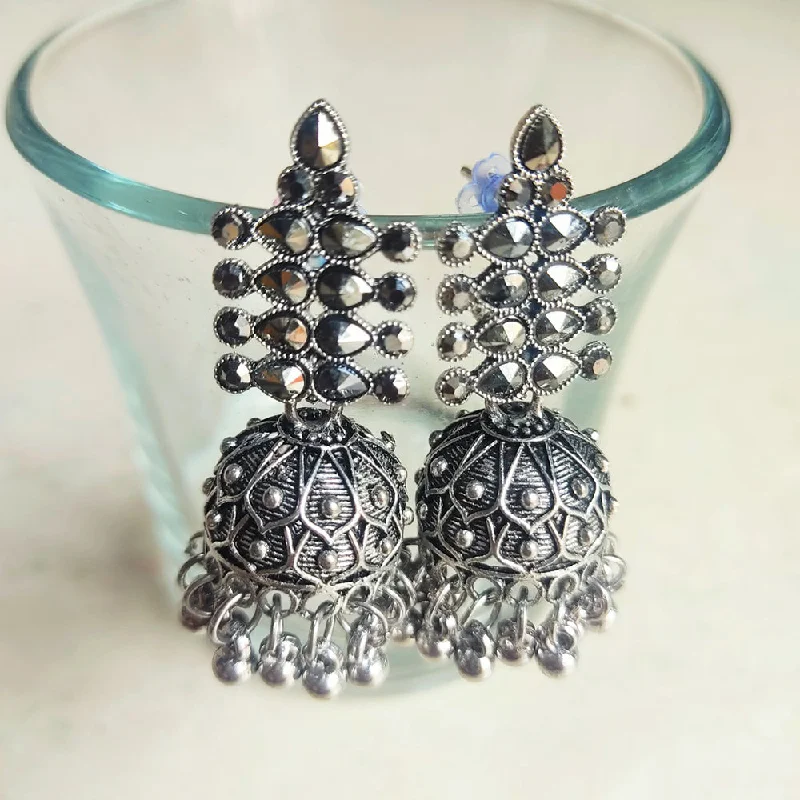 multi-stone earrings for women-H K Fashion Oxidised Plated Jhumki Earrings