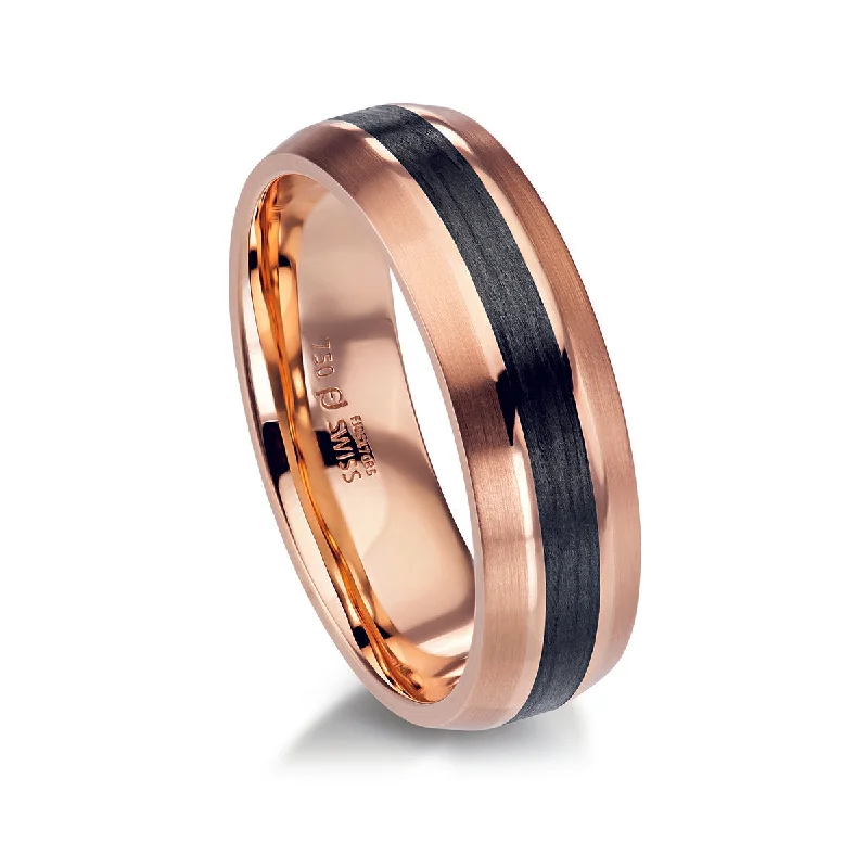 simple engagement rings for women-Carbon Fiber and Gold Wedding Band