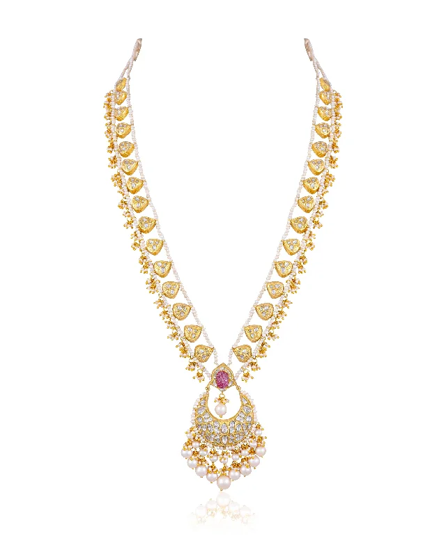 ethnic style necklaces for women-Vinaya Polki Long Necklace