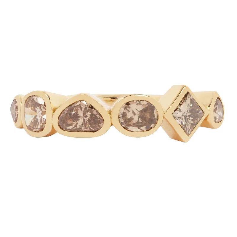 chunky rings for women-Champagne Deco Stacking Band