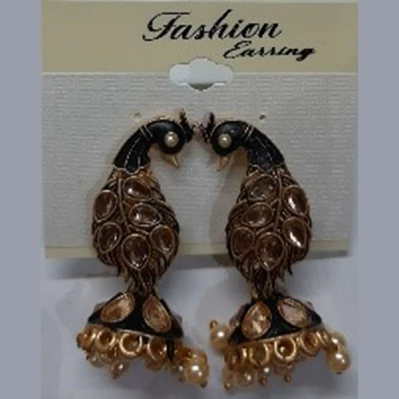 long earrings for women-Infinity Jewels Gold Plated Peacock Jhumki Earrings