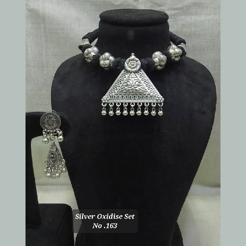 bold necklaces for women-Jyoti Arts Oxidised Plated Choker Necklace Set