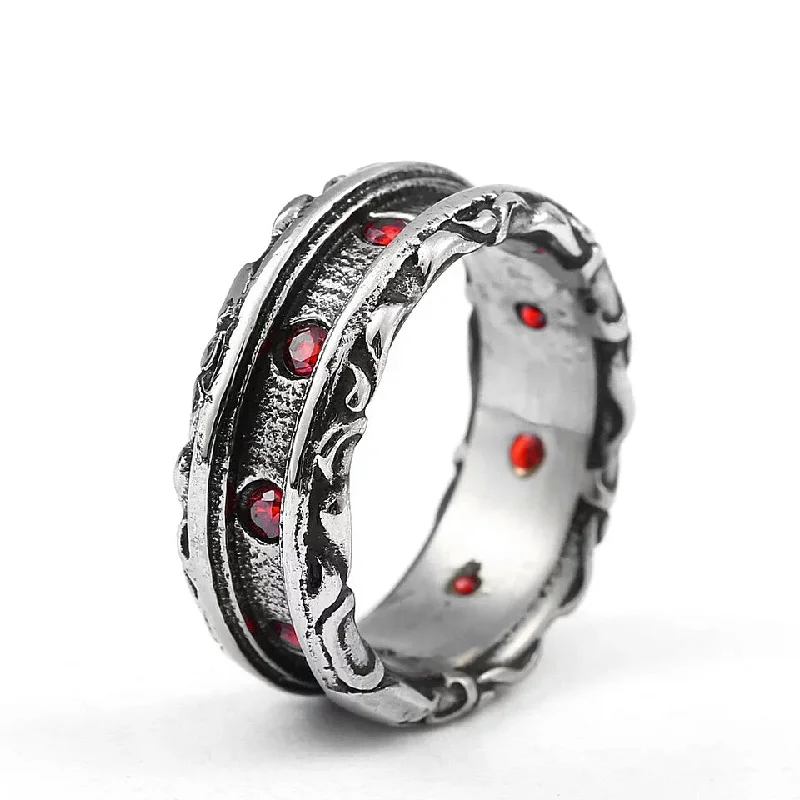 diamond and emerald engagement rings for women-Stainleas Steel Red CZ Wedding Band