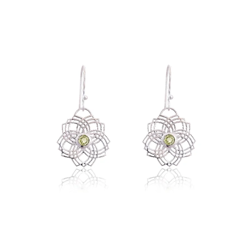 diamond earrings for women-Silver Mountain Sterling Silver Peridot Earring