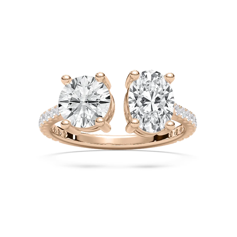 halo rings for women-Toi et Moi Open Round and Oval Ring