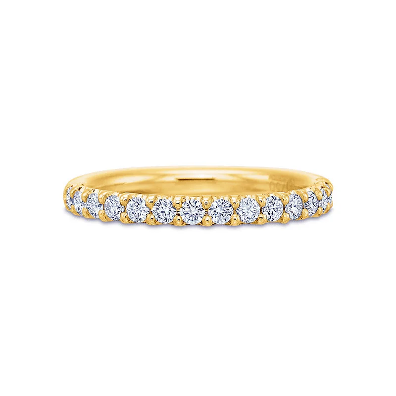 moissanite engagement rings with diamonds for women-FlushFit 18K Yellow Gold Diamond Wedding Band