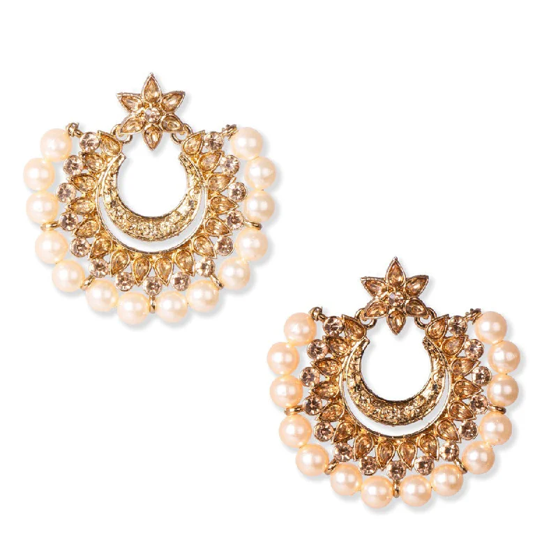 drop earrings for women-Shreeji Brown Stone And Kundan Gold Plated Dangler Earrings