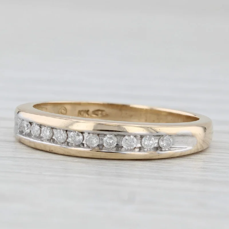 personalized engagement rings for women-0.15ctw Diamond Wedding Band 10k Yellow Gold Size 7 Stackable Ring