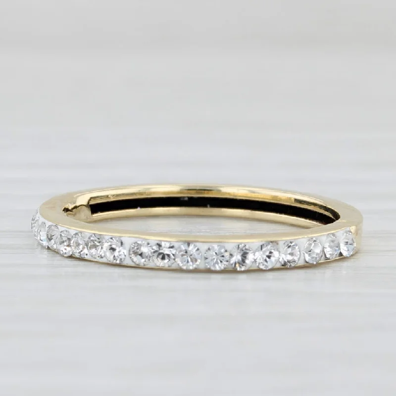 vintage style engagement rings for women-New Cubic Zirconia Wedding Band 14k Yellow Gold Stackable Ring Size 6