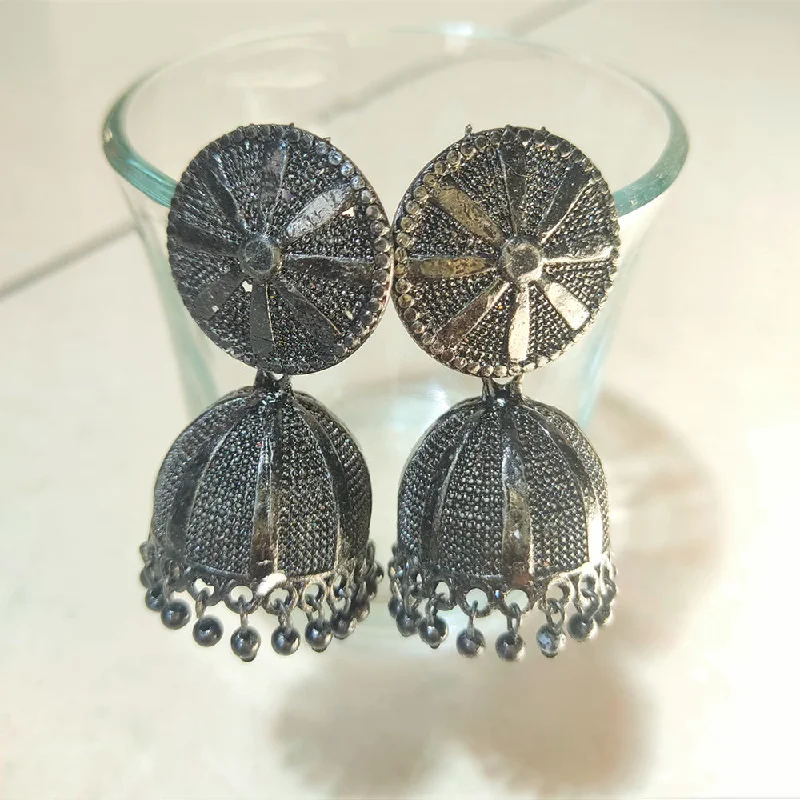 bold earrings for women-H K Fashion Oxidised  Plated Jhumki Earrings