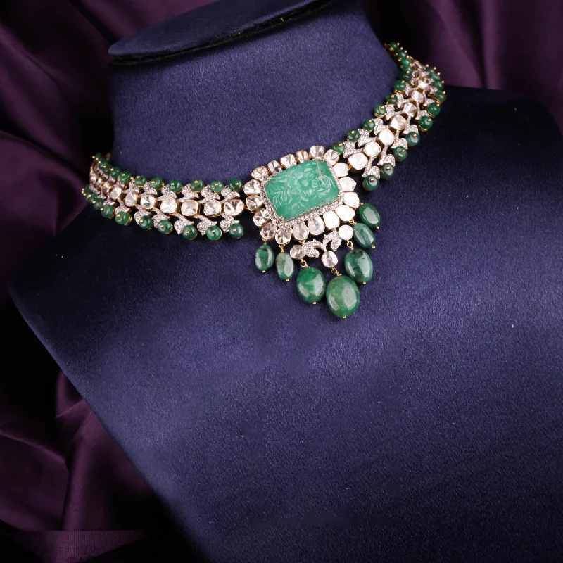 boho necklaces for women-Ekta Polki And Diamond Necklace