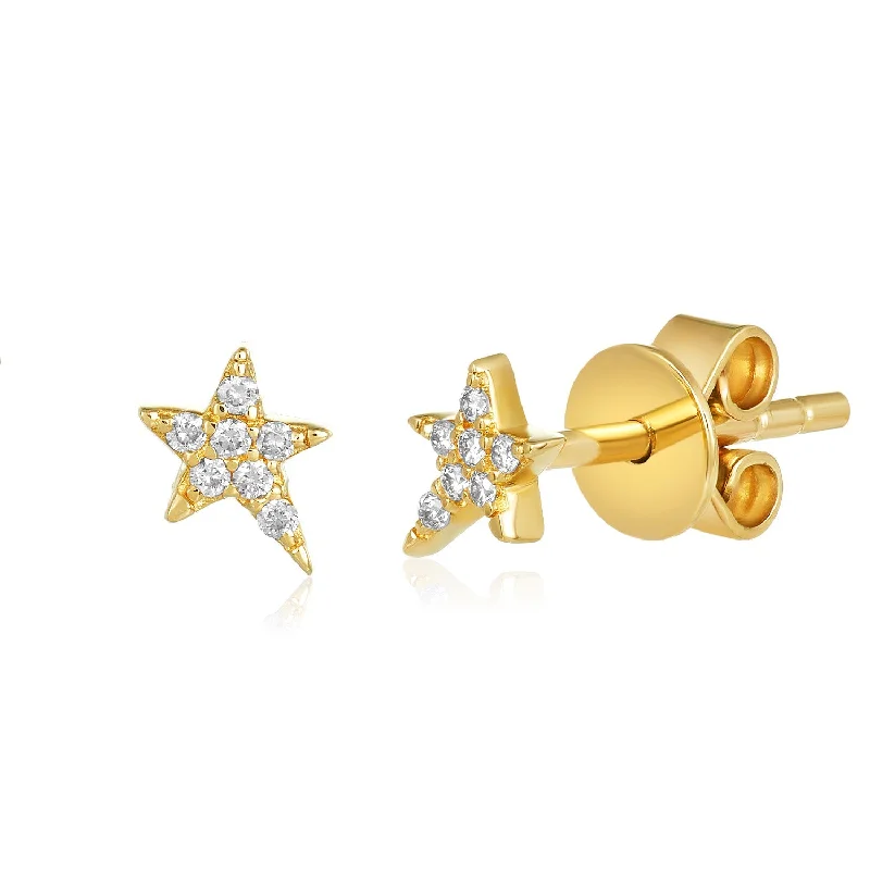 sapphire earrings for women-Petite Pave Star Stud