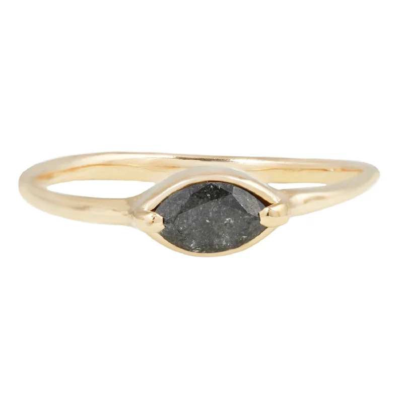 gold statement rings for women-Gray Diamond Marquise Ring