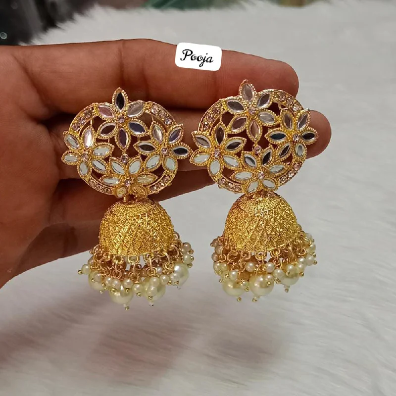 rose gold earrings for women-Pooja Bangles Gold Plated Jhumki Earrings