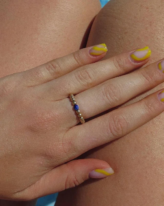 minimalist rings for women-Sodalite Beaded Ring