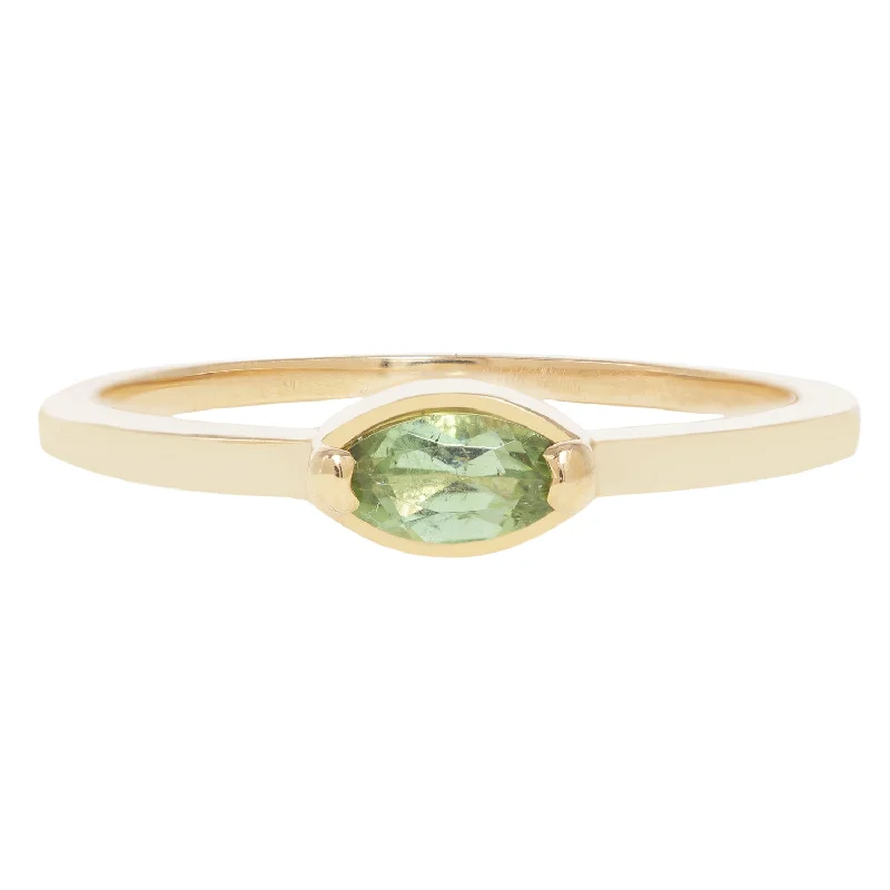 wedding anniversary rings for women-Green Tourmaline Marquise Ring