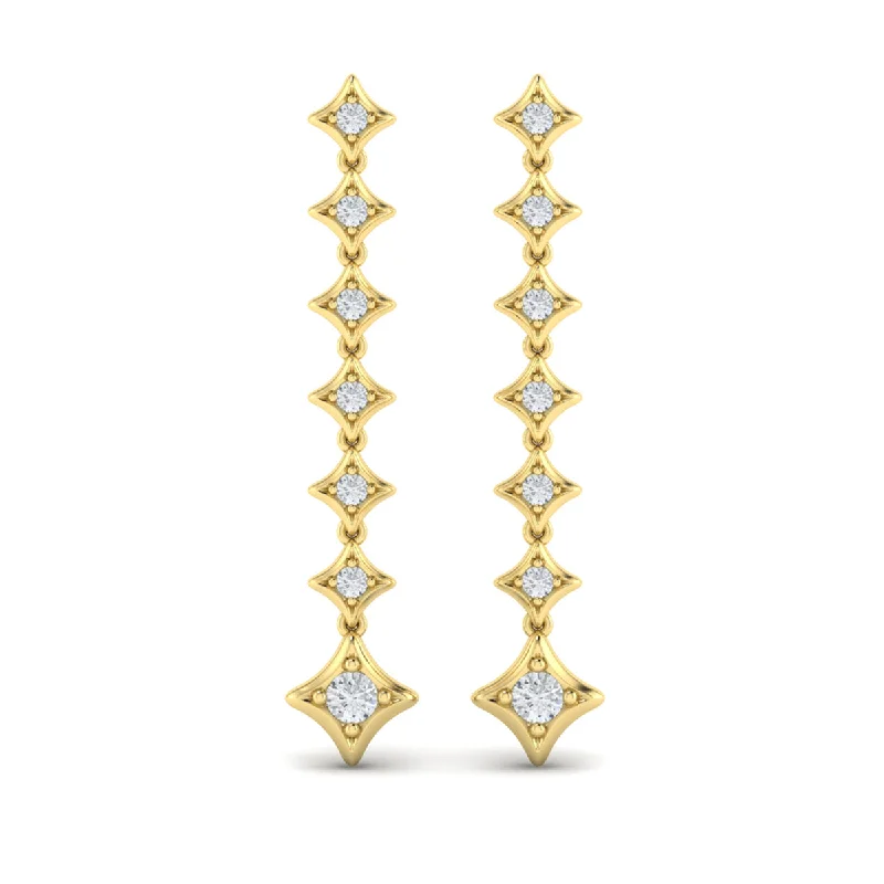 luxury diamond earrings for women-Vlora Estrella 14k Yellow Gold and Diamond Dangle Earrings VER60256