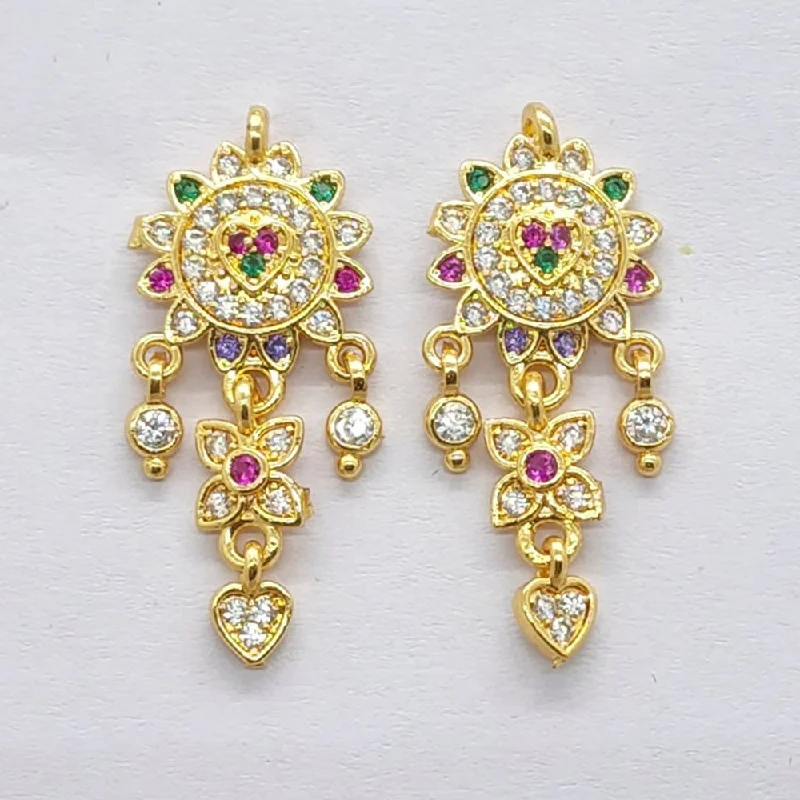 colorful gemstone earrings for women-Raiyaraj Gold Plated American Diamond Micro Plating Pack of 3 Dangler Earrings