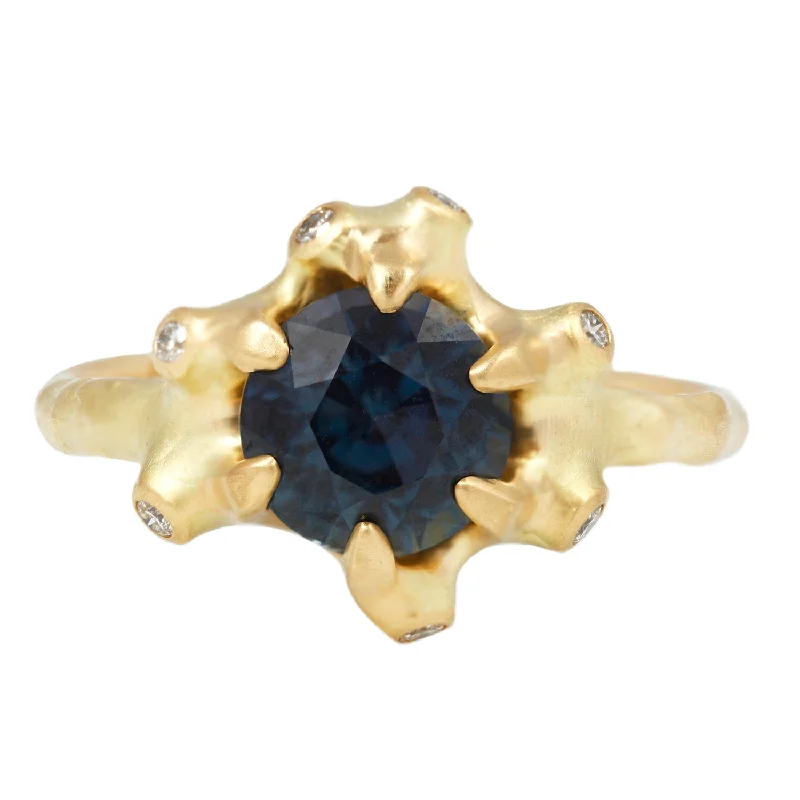 wedding rings with gemstones for women-Blue Sapphire Barnacle Cluster Ring