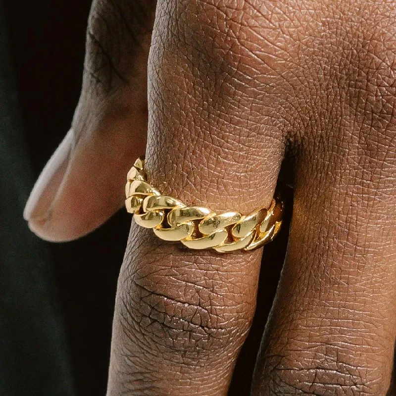 ring sets for women-Cuban Link Ring Gold