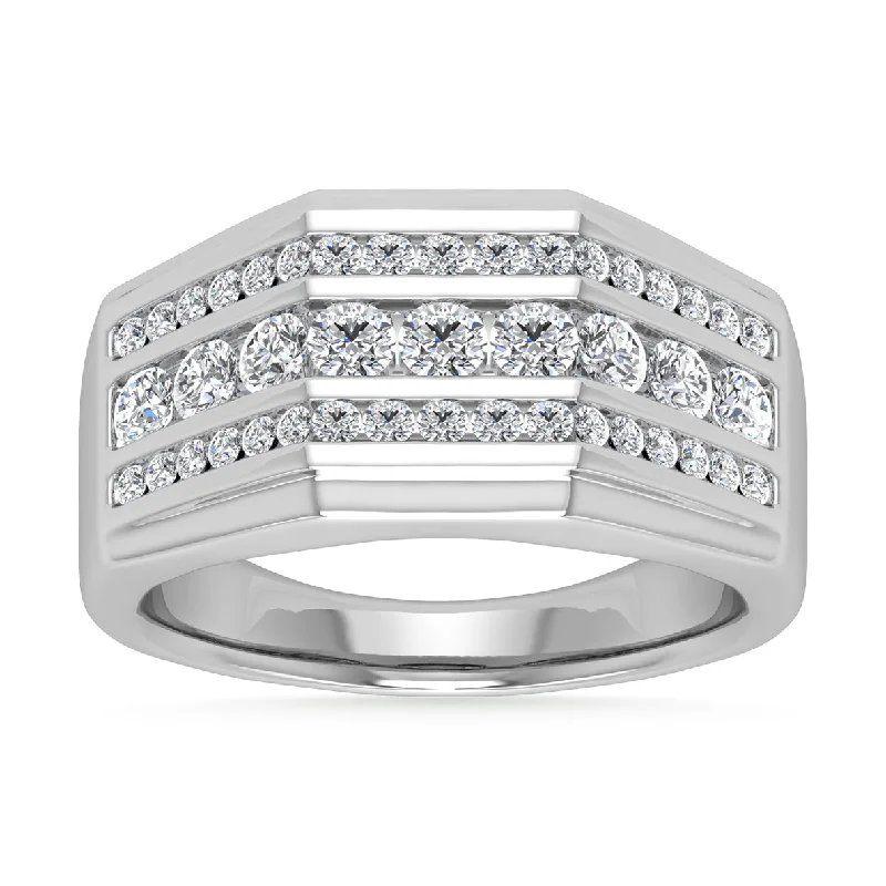 luxurious engagement rings for women-Diamond 7/8 Ct.Tw. Mens Wedding Band in 14K White Gold