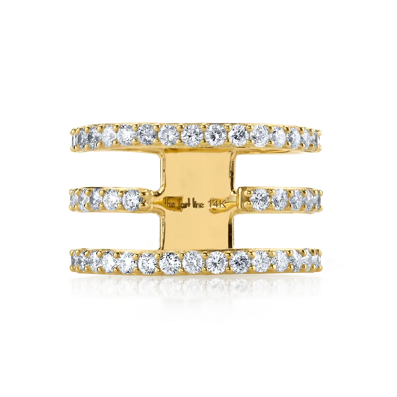 twist rings for women-Split Eternity Band - White Diamond / 14k Yellow Gold