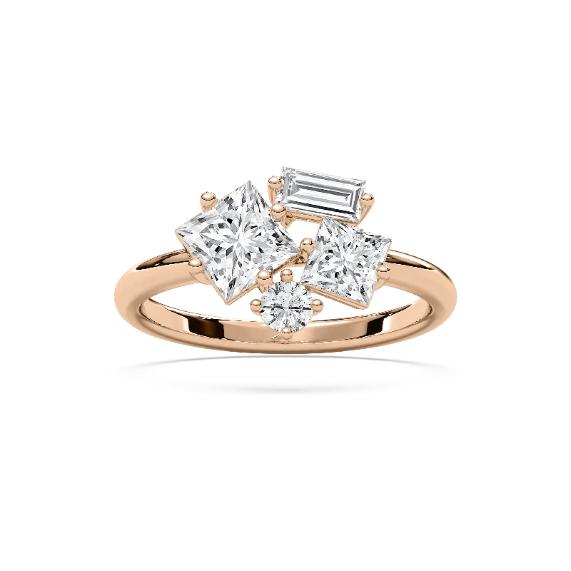 delicate rings for women-Duo Princess Diamond Band