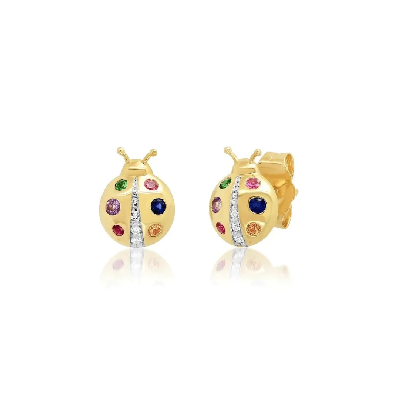 crystal drop earrings for women-Ladybug Studs