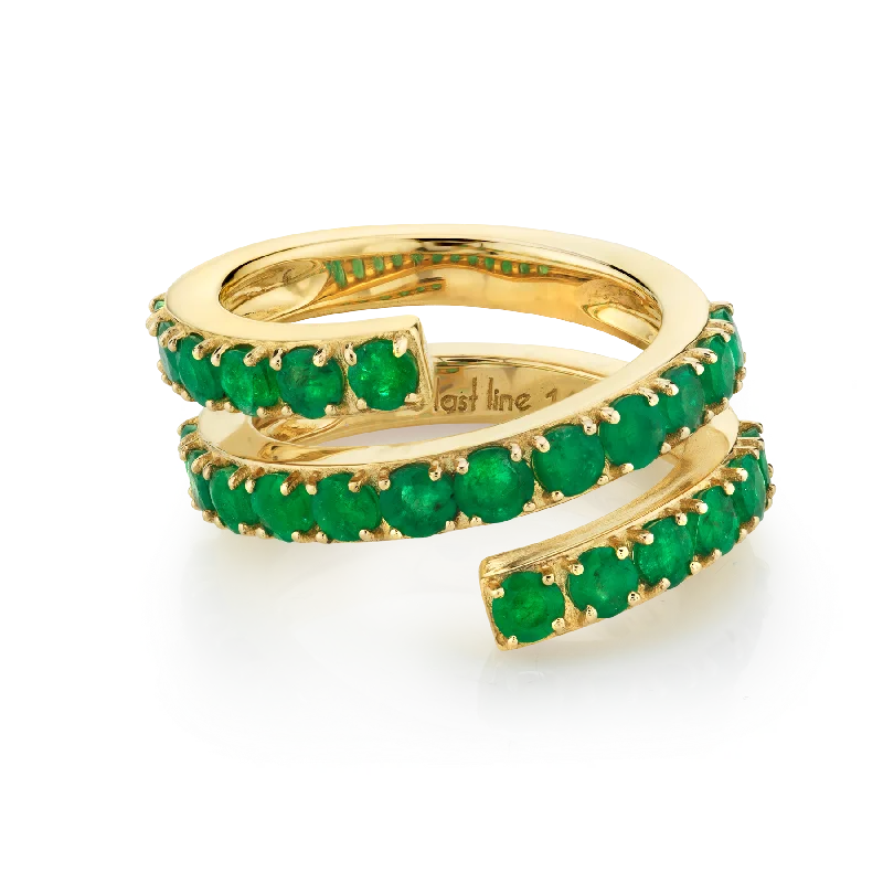 diamond eternity rings for women-Double Twist Ring - Emerald / 14k Yellow Gold