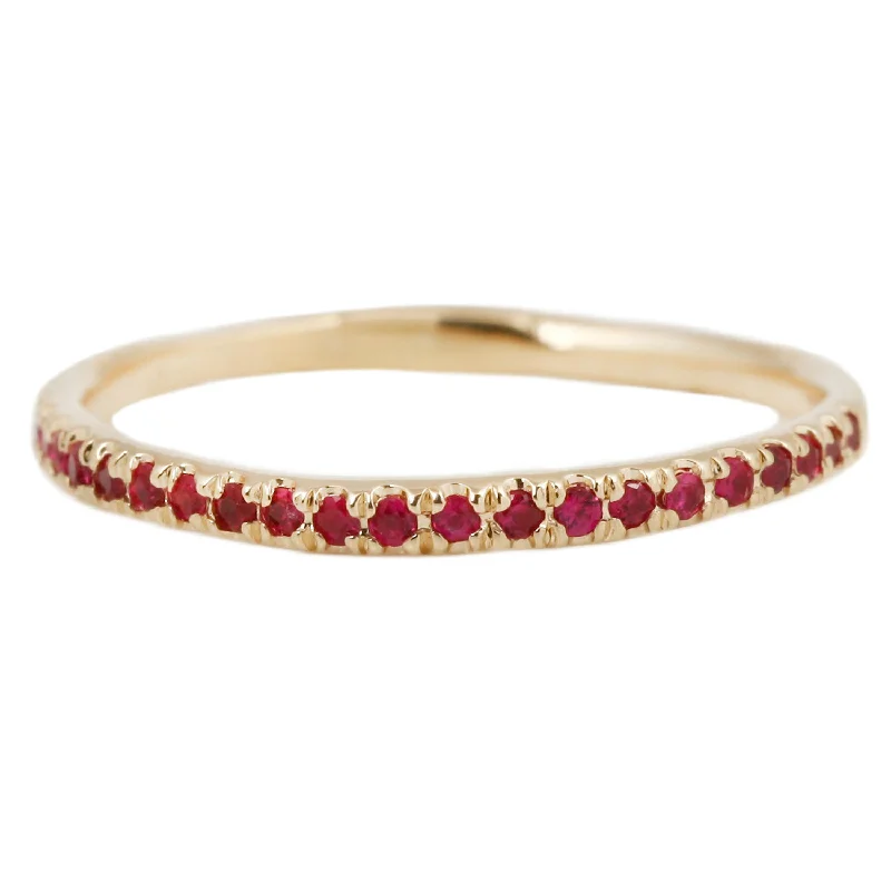 ruby rings for women-Ruby Half Eternity Band