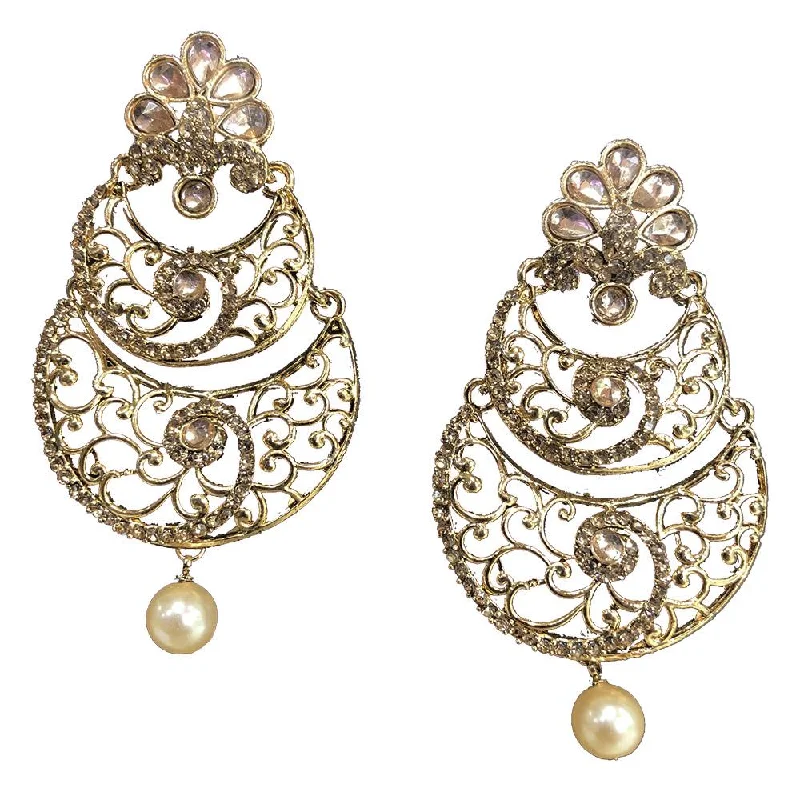 elegant stud earrings for women-Shreeji Brown Austrian Stone Gold Plated Dangler Earrings - SE_727