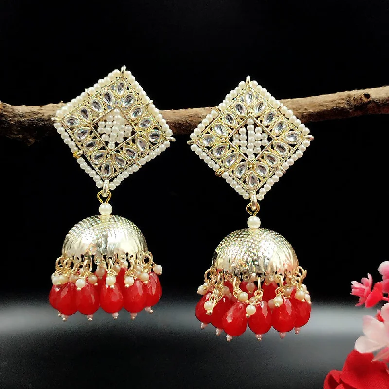 multi-stone earrings for women-Pooja Bangles Gold Plated Jhumki Earrings