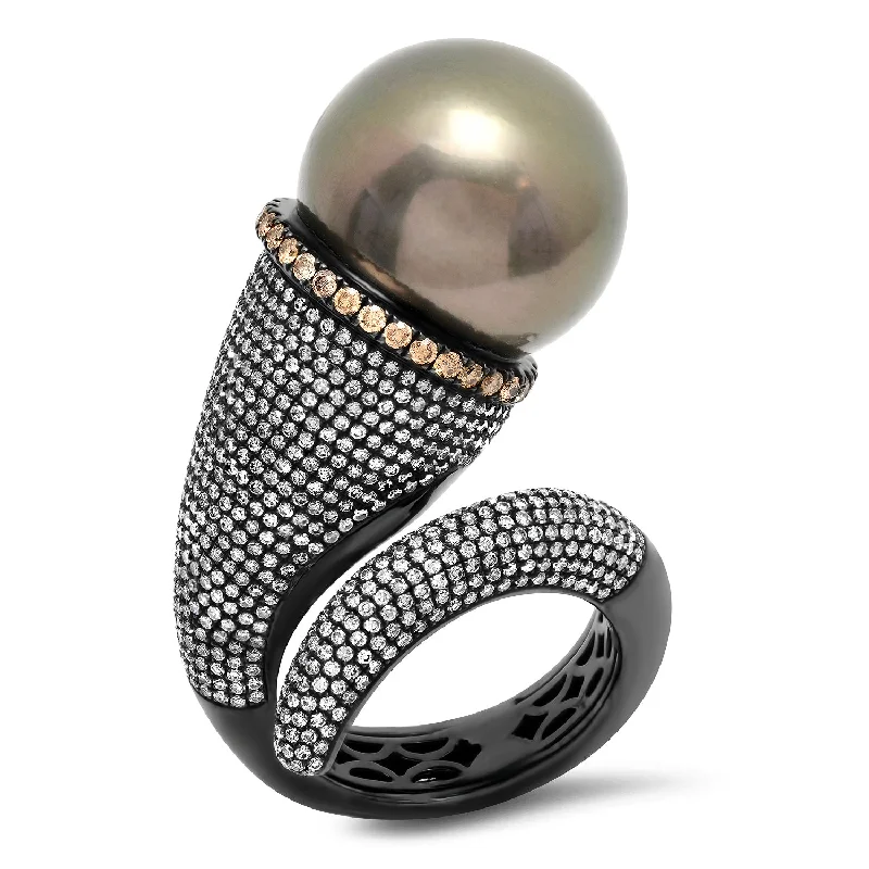 luxury fashion rings for women-Pearl Swirl Ring