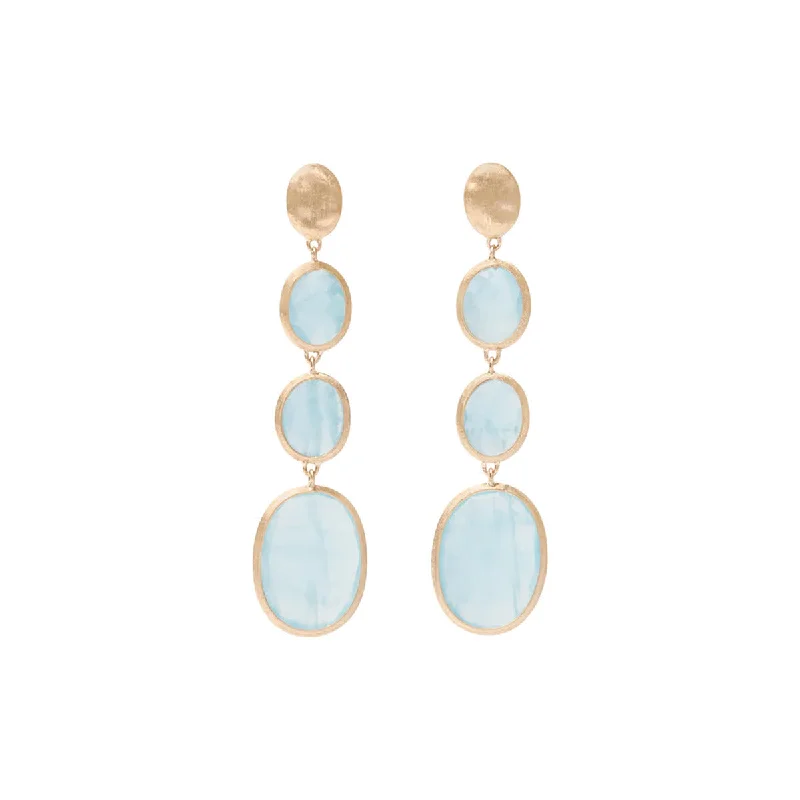 matching earrings for women-18K Yellow Gold Aquamarine Four Drop Earrings